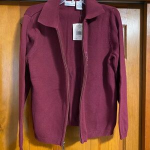 Croft & Barrow Burgundy Zip-Up Cardigan NWT